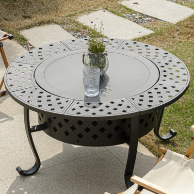 Guntars 36 inch Wood Burning Fire Pit with Lid & Grill