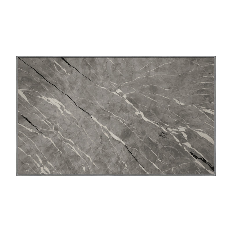Machine Washable Gray Area Rug, Rectangle 8' x 10'