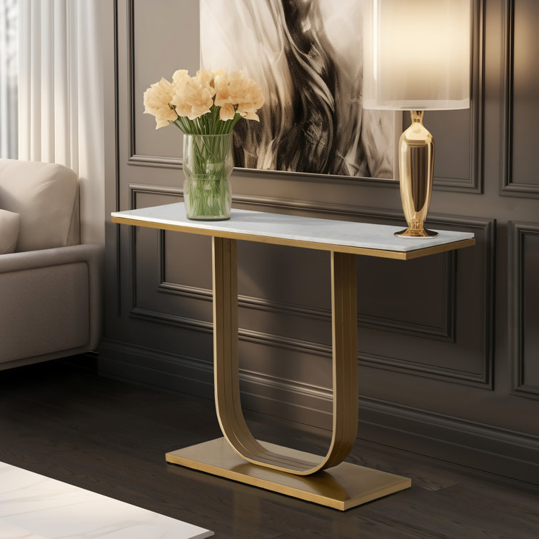 Wilbraham 14'' Genuine Marble Console Table