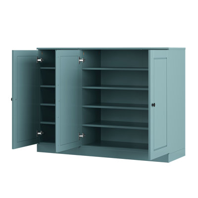 Armoire à chaussures 100% en bois massif avec portes à panneaux surélevés, tablettes réglables, rangement modulaire pour vestibule, l 48,5 po x H 35,75 po