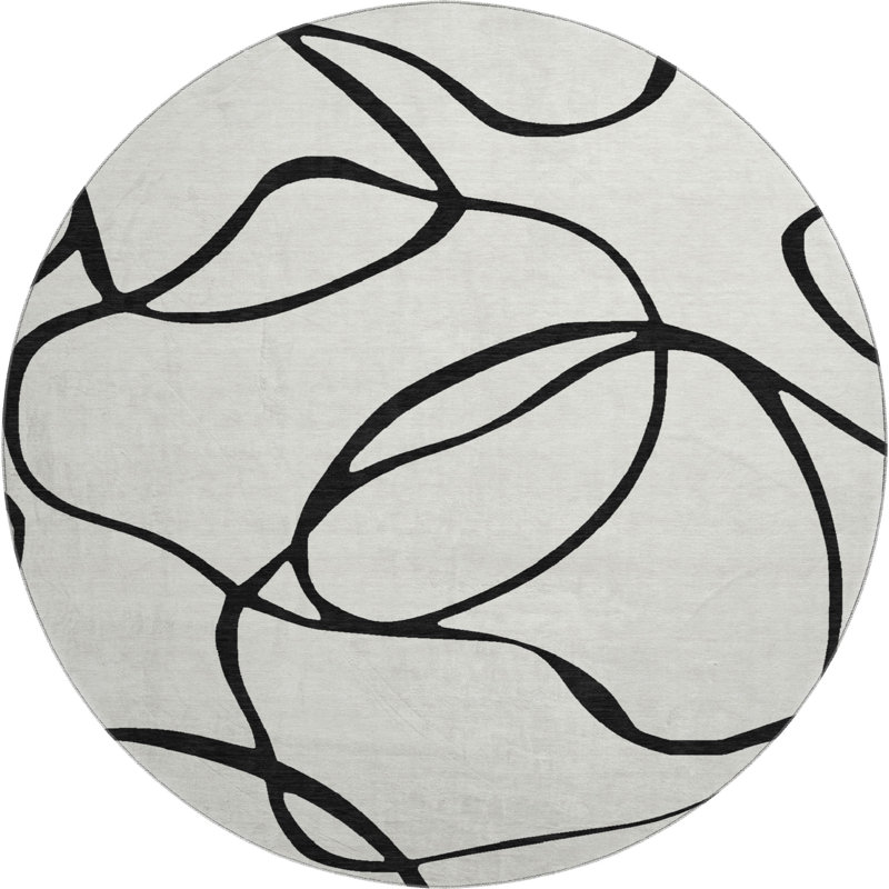 Premium Machine Washable Corum AMF999 Swirls Rug, Round 8'