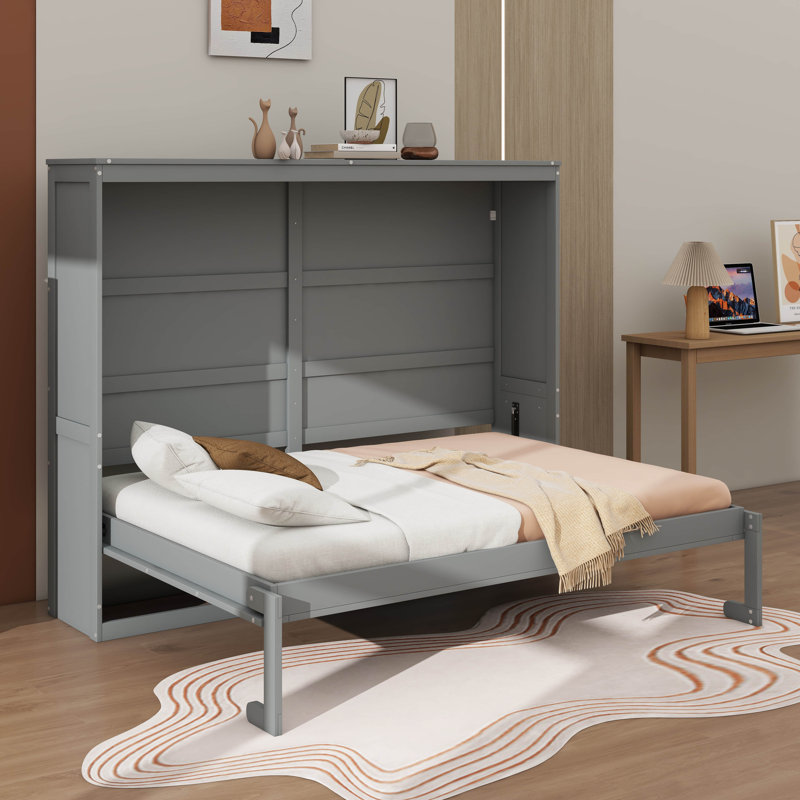 Lit escamotable à haute efficacité et peu encombrant, Gris, Grand lit