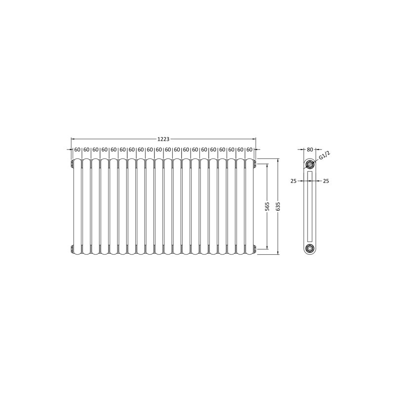Horizontal Oval Panel Radiators, White