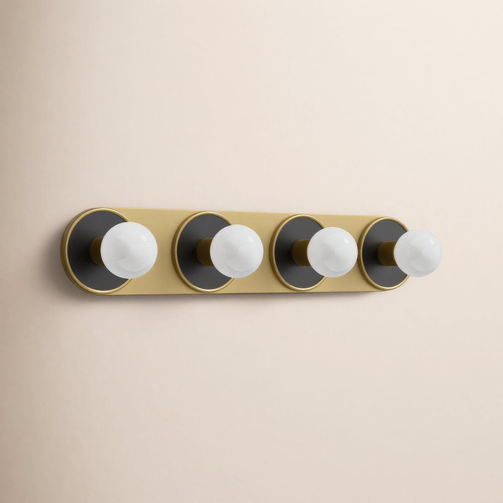Rocha 4 Light Dimmable Bath Bar, No, Black/Natural Aged Brass