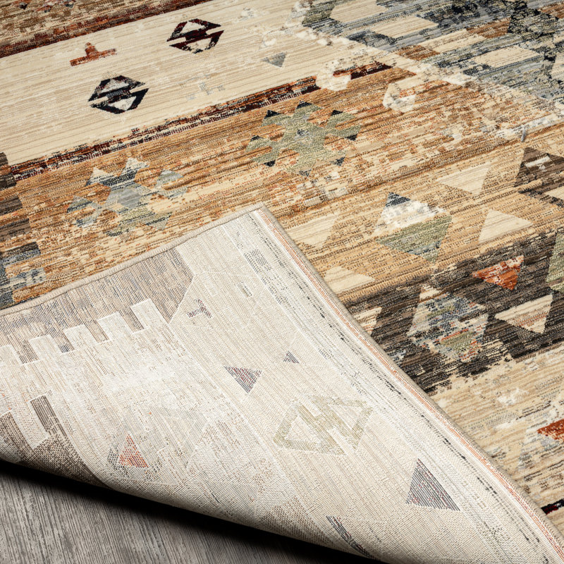 Phoeba Southwestern Area Rug in Beige, Rectangle 5'2" x 7'8"