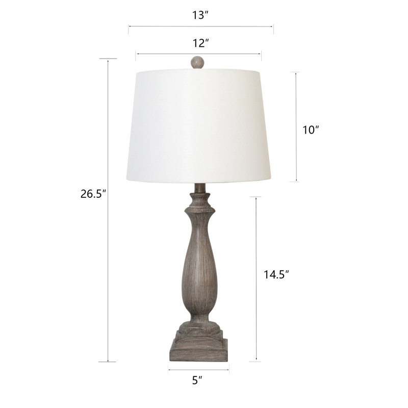 Masonboro 26.5 in. Antique Brown Vintage Dimmable Resin For Bedroom/Living Room Bedside Desk Nightstand Table Lamps With Linen Empire Shade And USB Port
