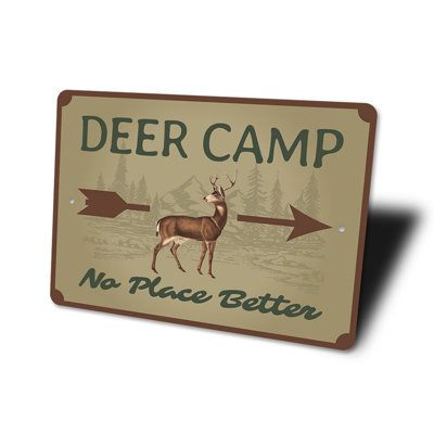Deer Camp Arrow Aluminum Sign