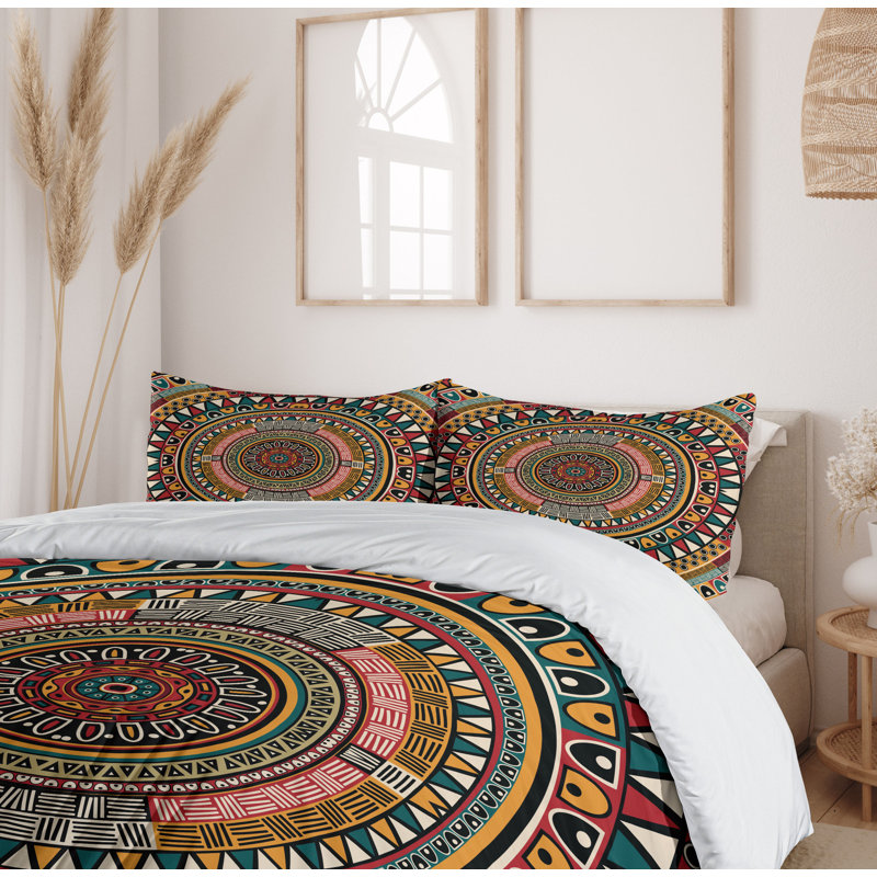 Tribal Eclectic Polyester Geometric Shapes Duvet Cover, King