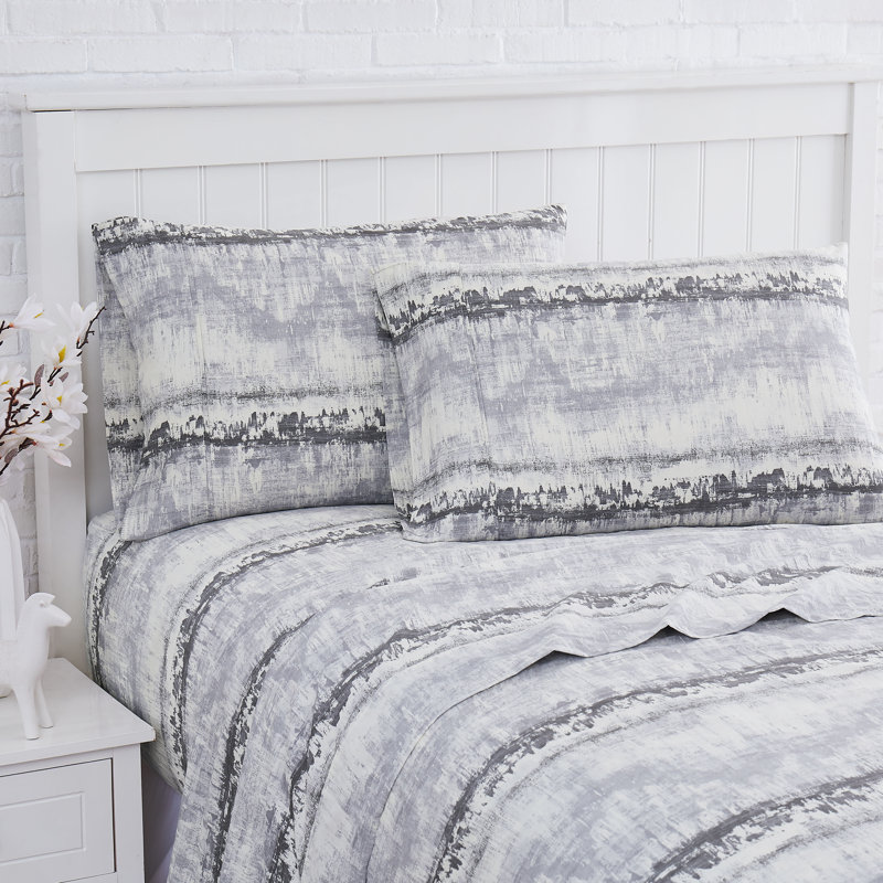 Abstraction 300 Thread Count Abstract 100% Cotton Sheet Set by Southshore Fine Linens, Gray