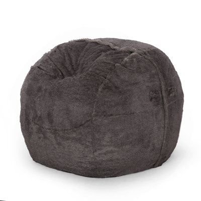 Fauteuil à billes confortable en fausse fourrure 5 pi Lily Modern, brun / beige