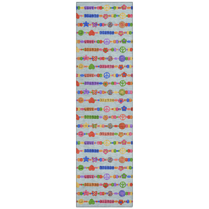 Machine Washable Indoor/Outdoor Chantille ACN2658 Kids Rug, Pink, 5' x 7'6"