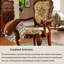 Chaise de salle à manger vintage en bois massif avec accoudoirs, hauteur 111,5 cm (43,9 po), fauteuil d'appoint sculpté et recouvert de tissu pour salon et bureau