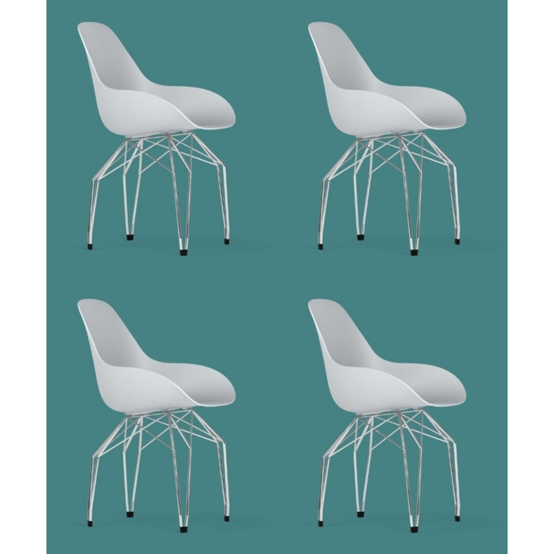 Chaises en diamant (ensemble de 4), Gris clair, Chrome chrome