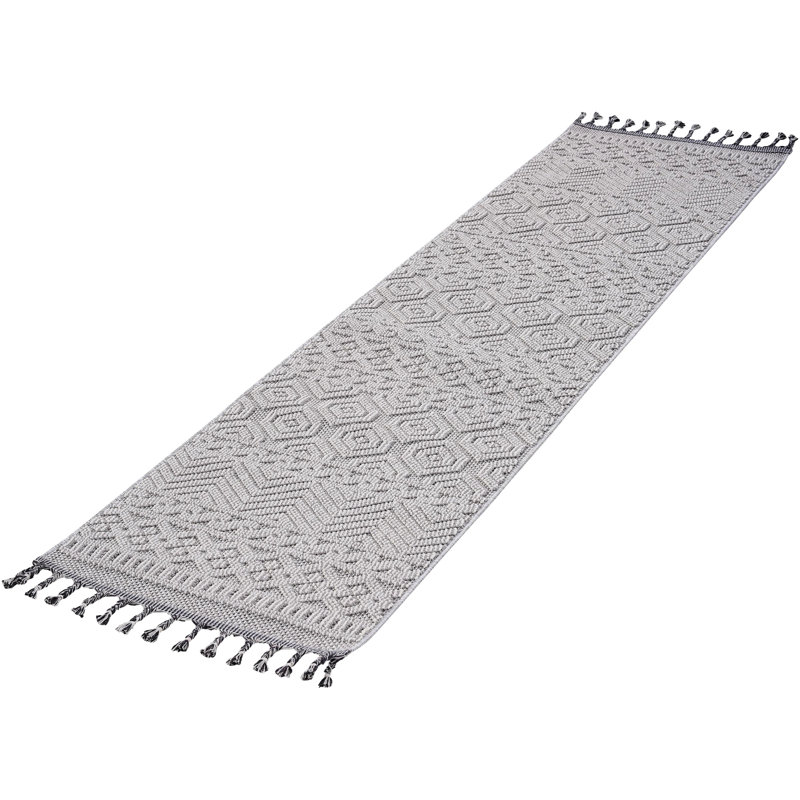 Tapis blanc à motif géométrique tissé 2 x 8 po