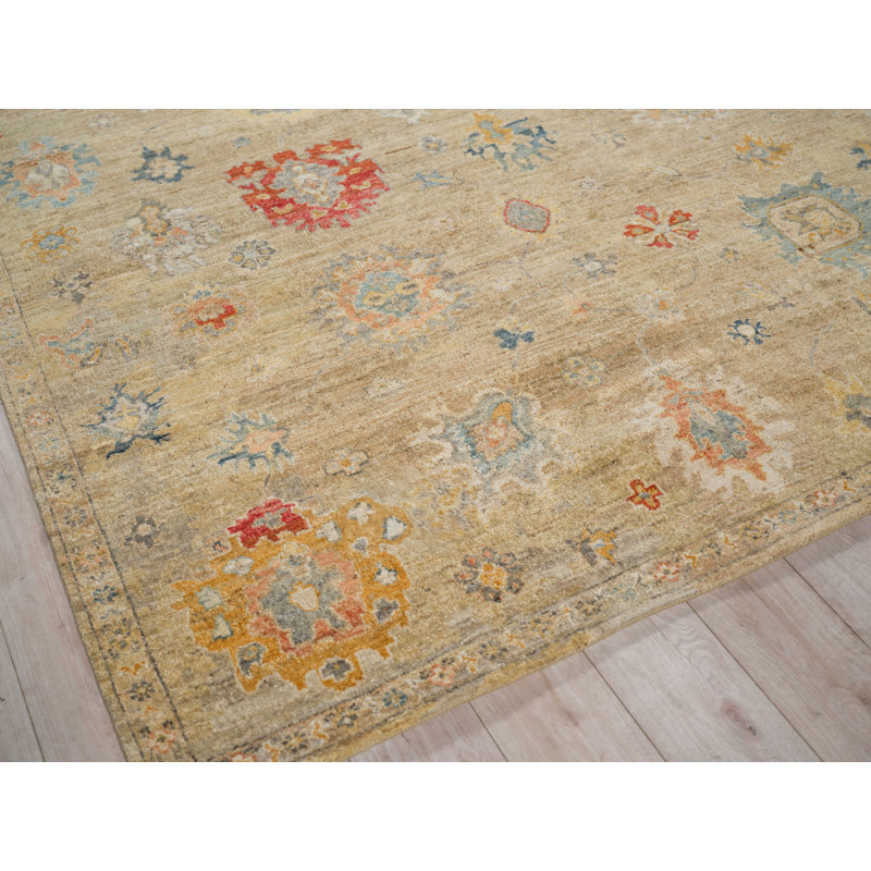 Oxford Hand-knotted Ghazni Wool, Camel Area Rug, Rectangle 6' x 9'