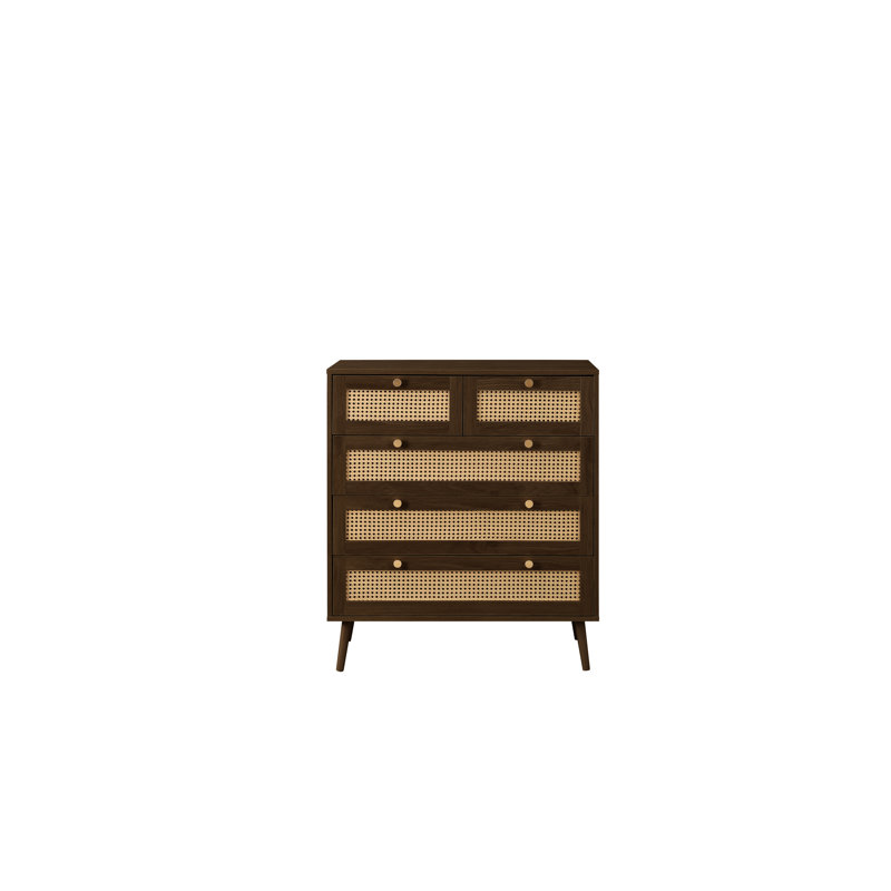 Noemi 85 cm W Chest of 5 Drawers, Walnut