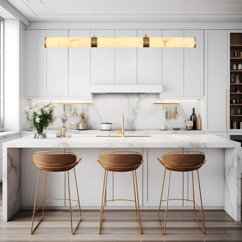 Lustre cylindrique 47,2 "Modern Island, Doré