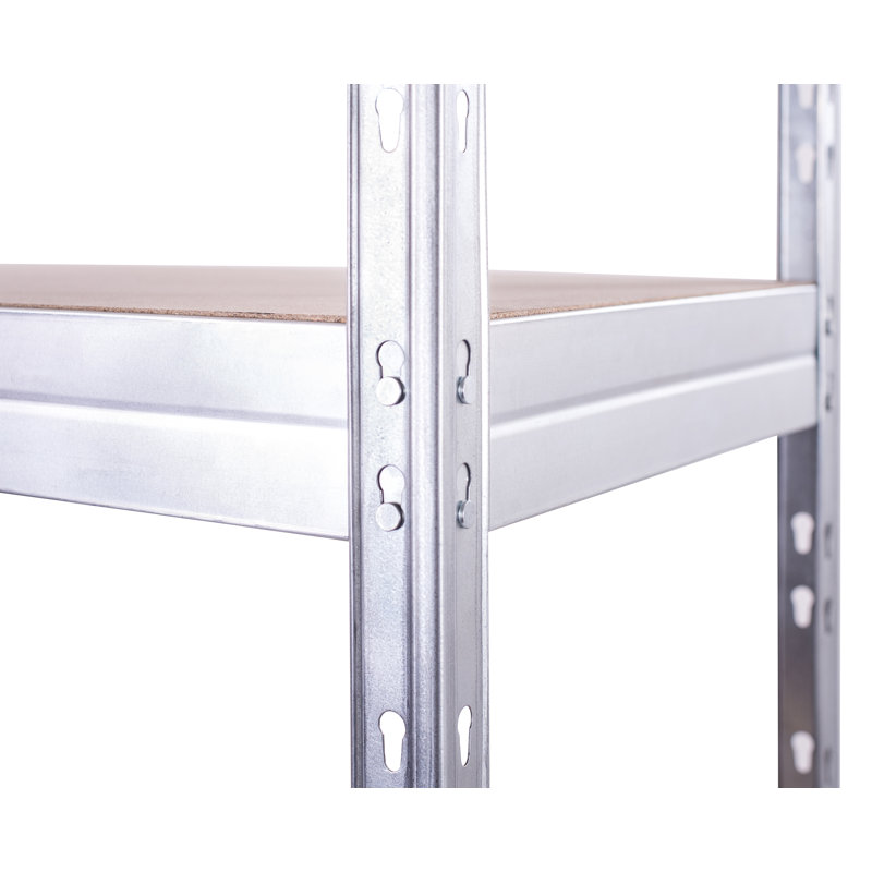 Galvanized 4-Tier Metal Shelf with HDF Boards, 71" x 47" x 18"