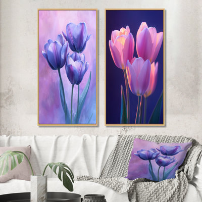 Lavande tulipes Twilight Shine I - art mural floral 2 pièces
