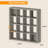 Bookshelf with Storage Bins, 16-Cube Storage Organizer Wooden Bookcase Open Book Shelf, Grey Oak
