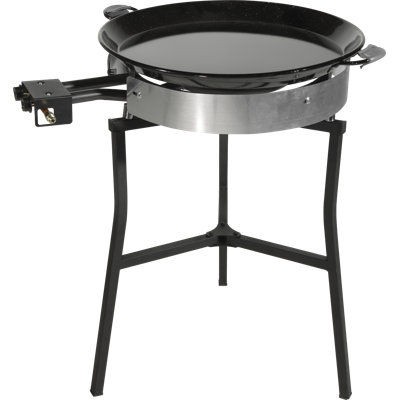 Ensemble de cuisson pour l'extérieur Ringg Black Series avec plaque en acier émaillé de 24 po, brûleurs à gaz doubles de 20 po et support pliable