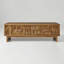 Table basse 56 po rectangulaire en bois d'hévéa avec 4 tiroirs, incrustation de bois géométrique et poignées en laiton pour le salon -1514975884