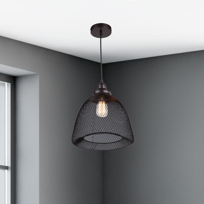 Luminaire suspendu en forme de cloche à 1 lumière Gloria, Bronze ébène
