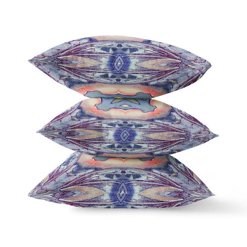 Coussin intérieur pastel zippé Pastel, 18" x 18", Bleu ciel / indigo / pêche pâle, Faux suède