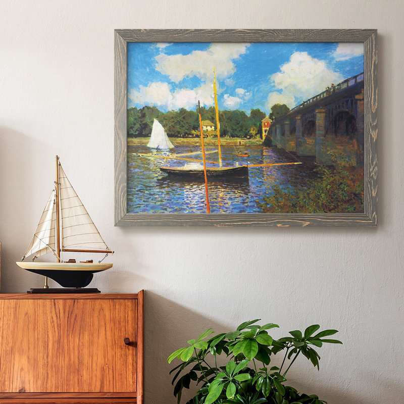 «The Road Bridge, Argenteuil» par Monet, reproduction d'art sur toile, Gris, H 28 po x l 42 po x P 1,5 po