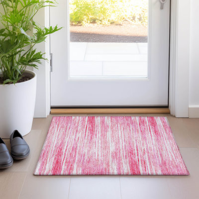 Tapis rose Prisco lavable à la machine de qualité supérieure