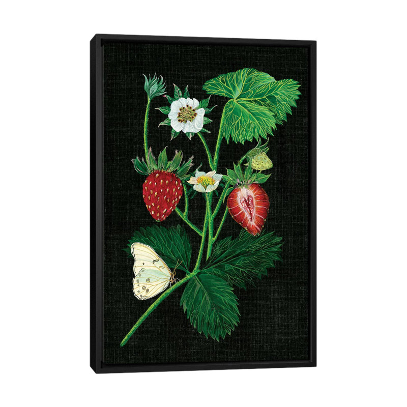 « fraise fields i », impression sur toile, H 26 po x l 18 po x P 1,5 po, Toile avec cadre noir, Pas de tapis