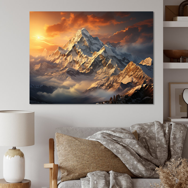 Paysage d'hiver Winter Snowy Peaks II - Paysages, décoration murale, 30" H x 40" W, Toile tendue