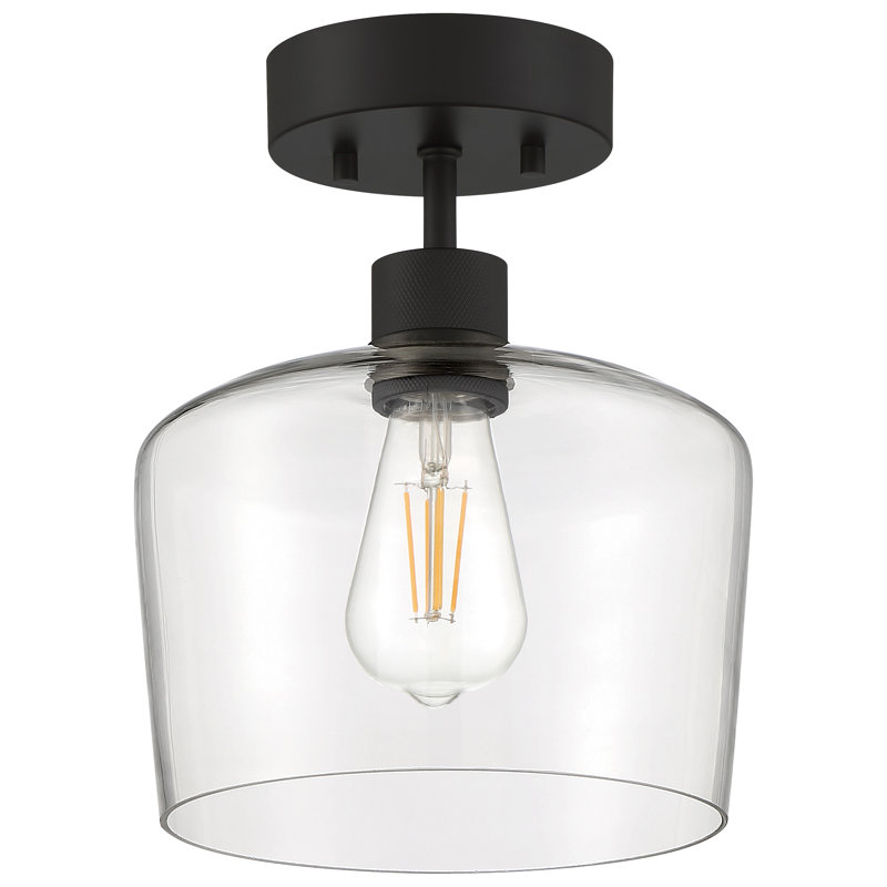 Southglenn Glass Semi Flush Mount, Matte Black