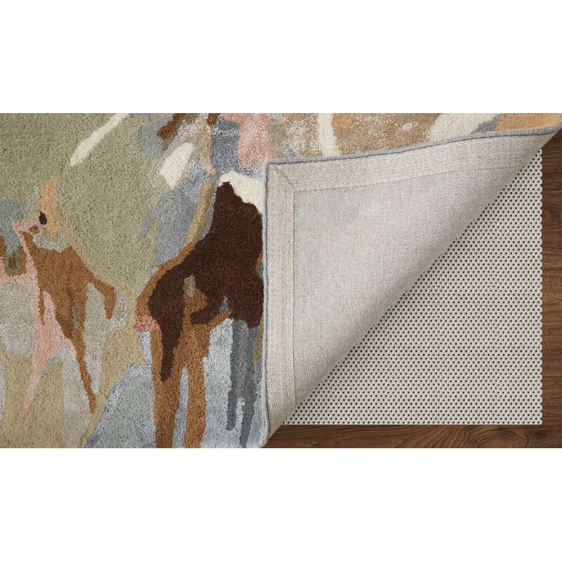 Dafney Hand Tufted Floral Area Rug in Tan, Rectangle 9' x 12'
