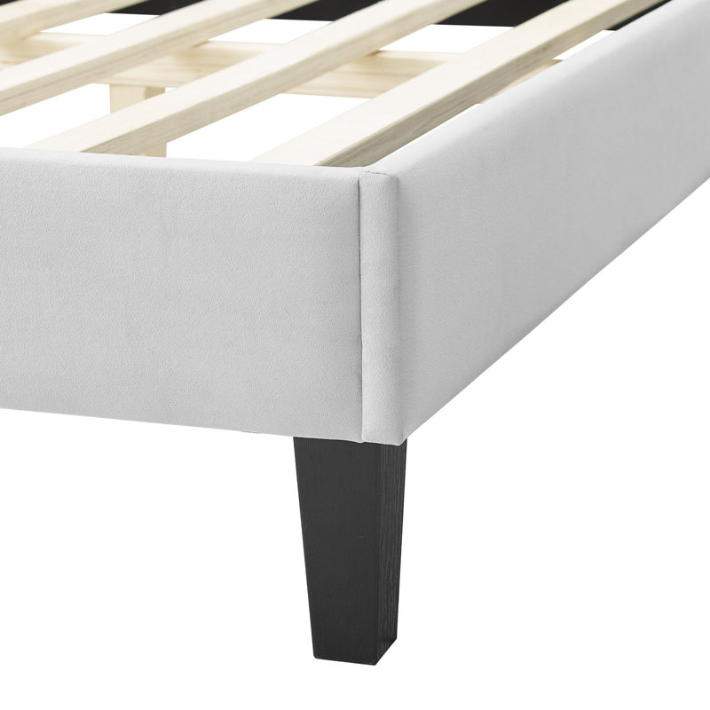 Lit en velours Soleil Performance, Grand, Gris pale