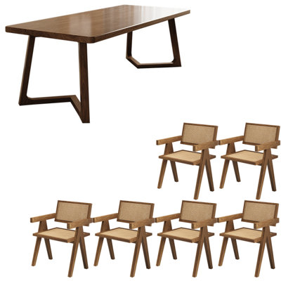 Modern simple full solid wood dining table set.