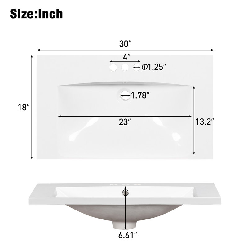 30" Single Bathroom Basin Sink