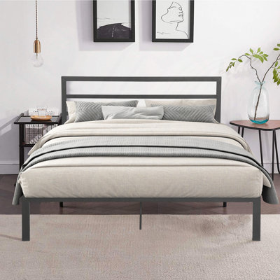Metal Bed Frame With Headboard Charcoal
