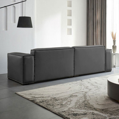 Gray Genuine Leather Modular Sofa cushion couch