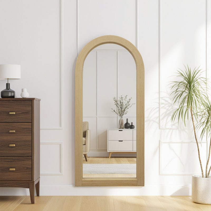 Arched Bamboo Wall Mirror - 20.25 x 44.5 Inch