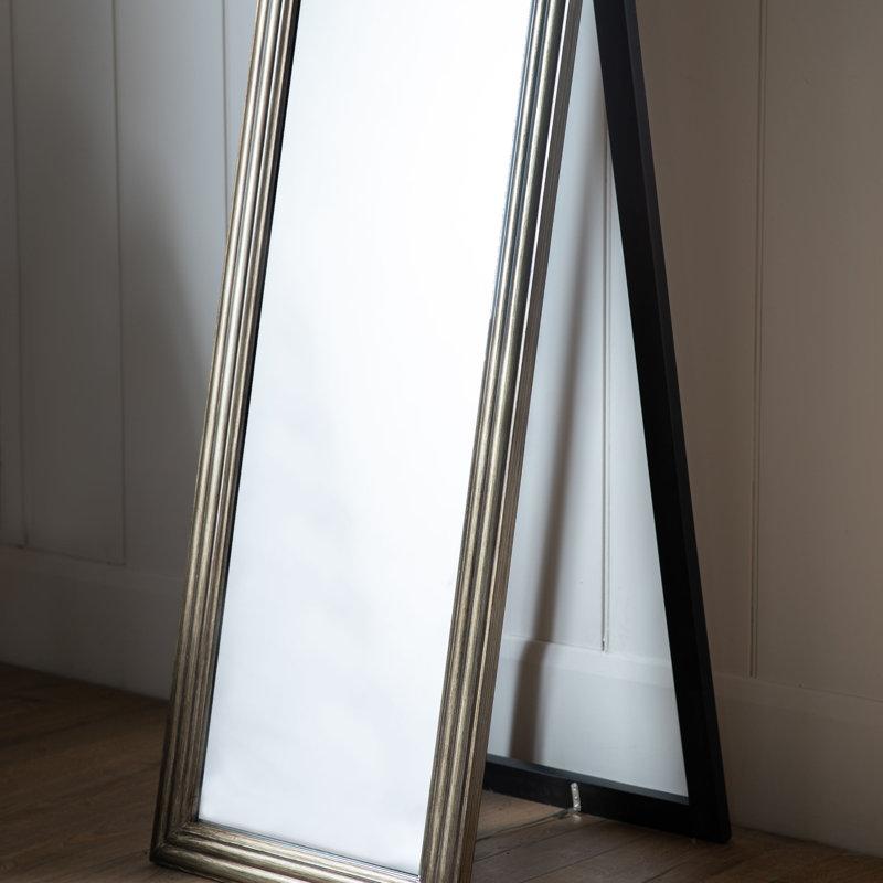 Aaliyah Wood Flat Floor Mirror, Brushed Brass