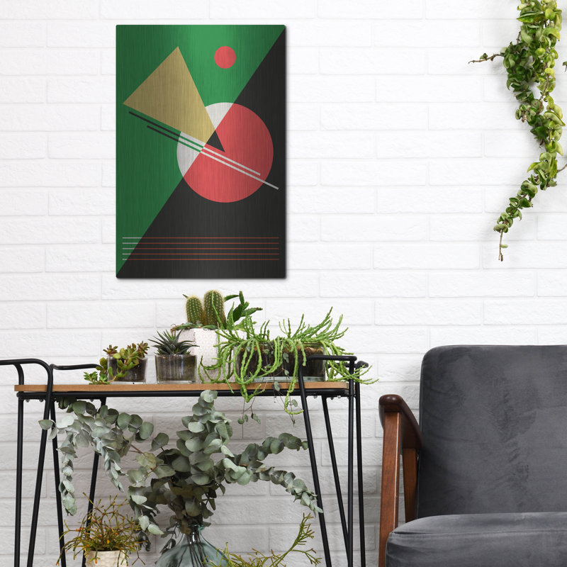 Ivy Bronx «Suprematist Abstract Geometric 6» par Gary Williams, art mural en métal, H 16 po x l 12 po