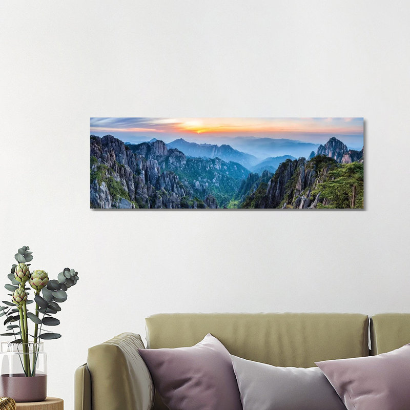 Panoramic View Of The Huangshan Landscape At Sunrise by Jan Becke - Wrapped Canvas Panoramic Print