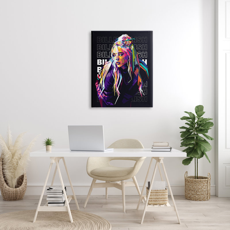 Personnage célèbre Billie Eilish, H 40 po x l 30 po x P 1,5 po, Toile tendue