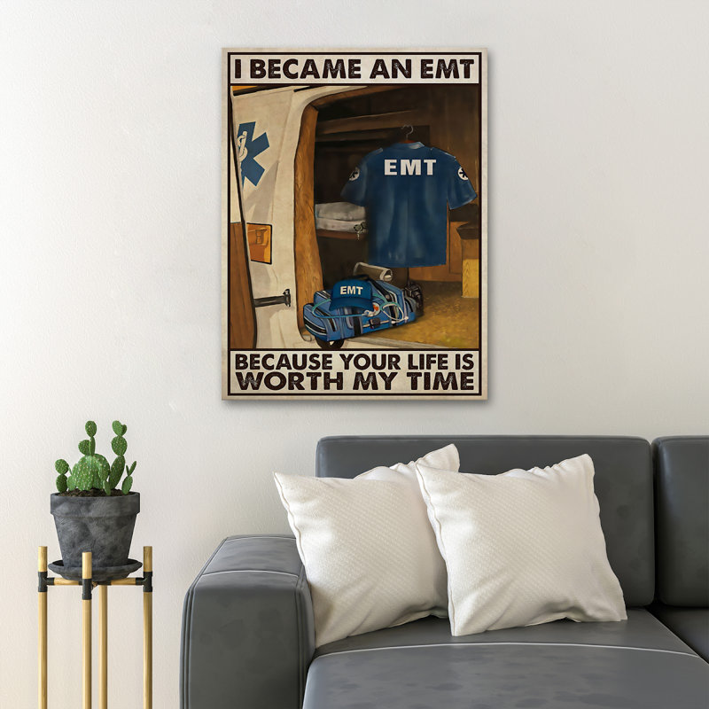 " Emt Uniform On Ambulance ", 14" H x 11" W x 2" D