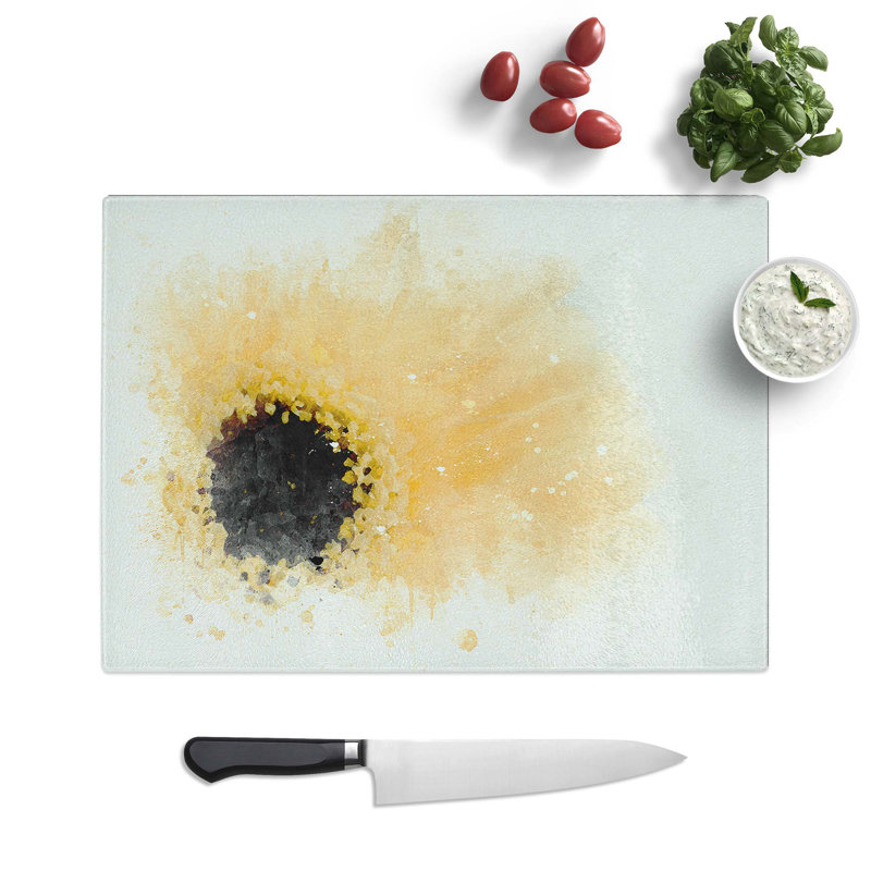 Tempered Glass Gerbera Chopping Board, 28.5 cm W x 20 cm L