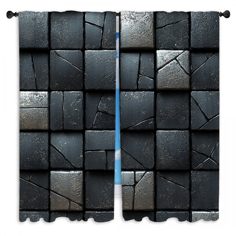 Rideaux de fenêtre en pierre à texture abstraite - 2 panneaux, L 20 po x L 52 po