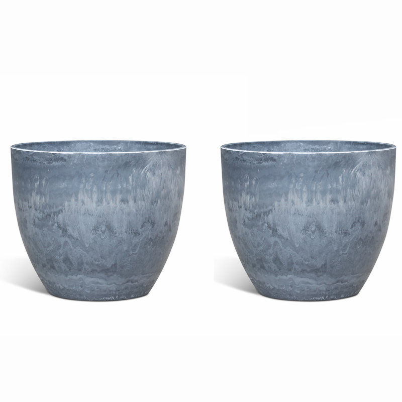 Higold - 10.6 Inch Plastic Plant Pot, Round Garden Pot, Plant Container, Indoor/outdoor Using, Great Home Decoration, Gift For Birthday, Housewarming, Dark Gray, Set Of 2