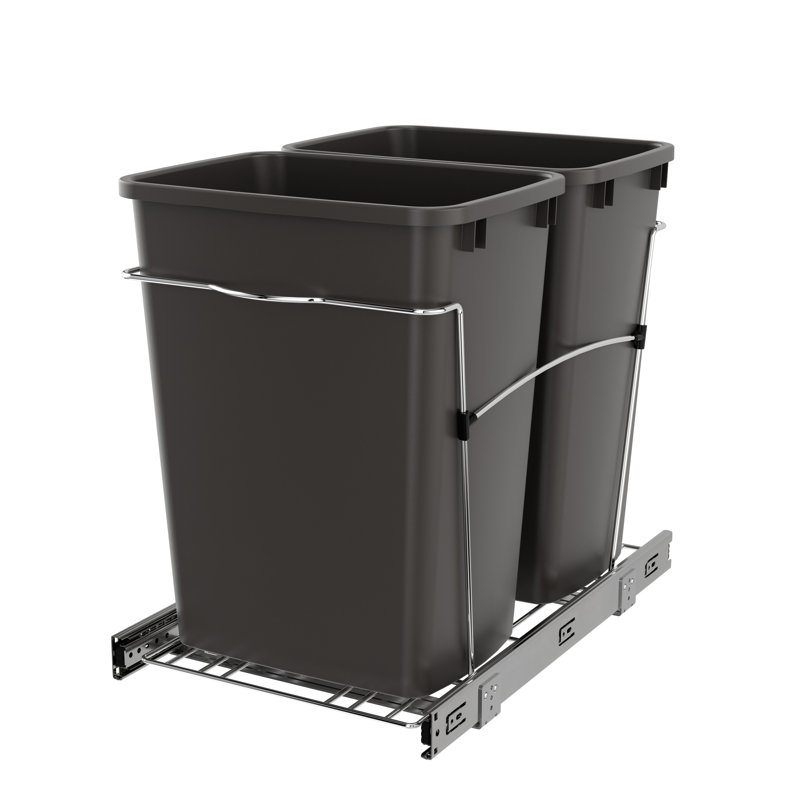 Rev-A-Shelf Double Pullout Trash Can 35 qt. for Kitchen , Orion/Gray