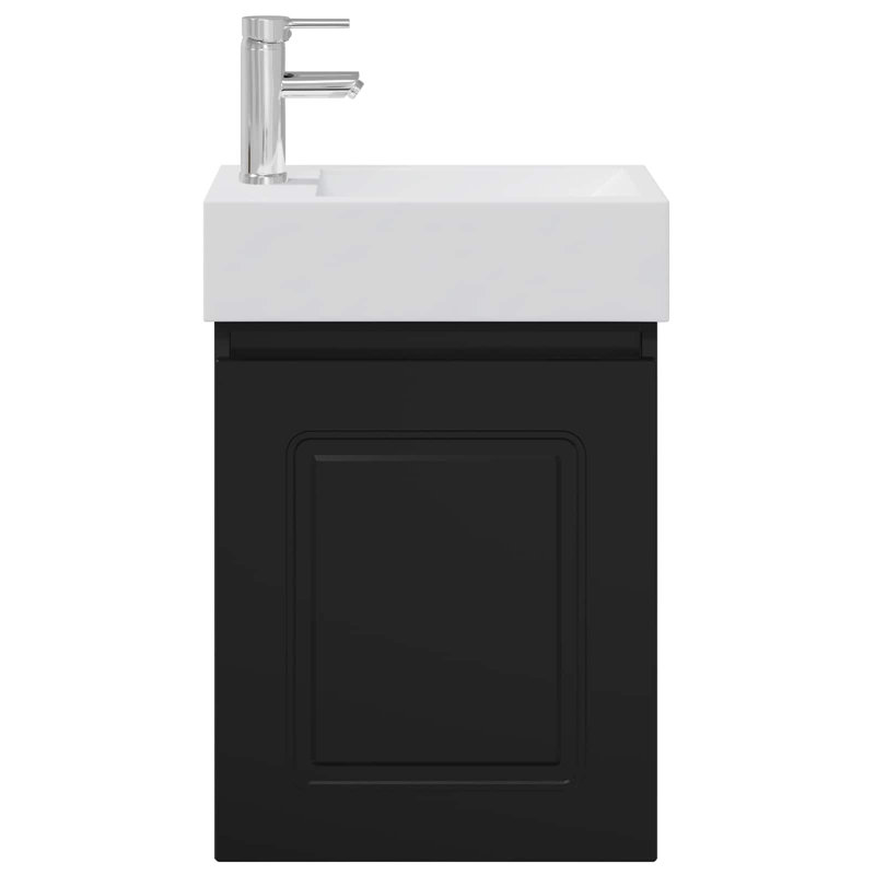 Single Bathroom Vanity with Ceramic Basin, Black
